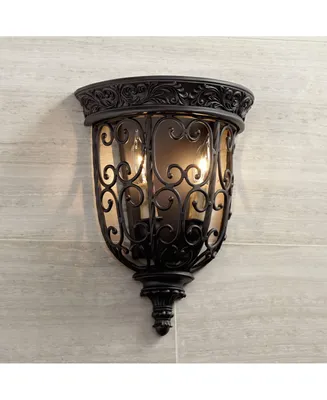 French Scroll Farmhouse Rustic Wall Light Sconce Rubbed Bronze Metal Hardwired 10 1/2" Wide Fixture Scrollwork for Bedroom Bathroom Bedside Living Roo