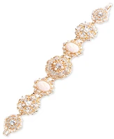 Marchesa Gold-Tone Crystal & Imitation Pearl Flower Cameo Flex Bracelet