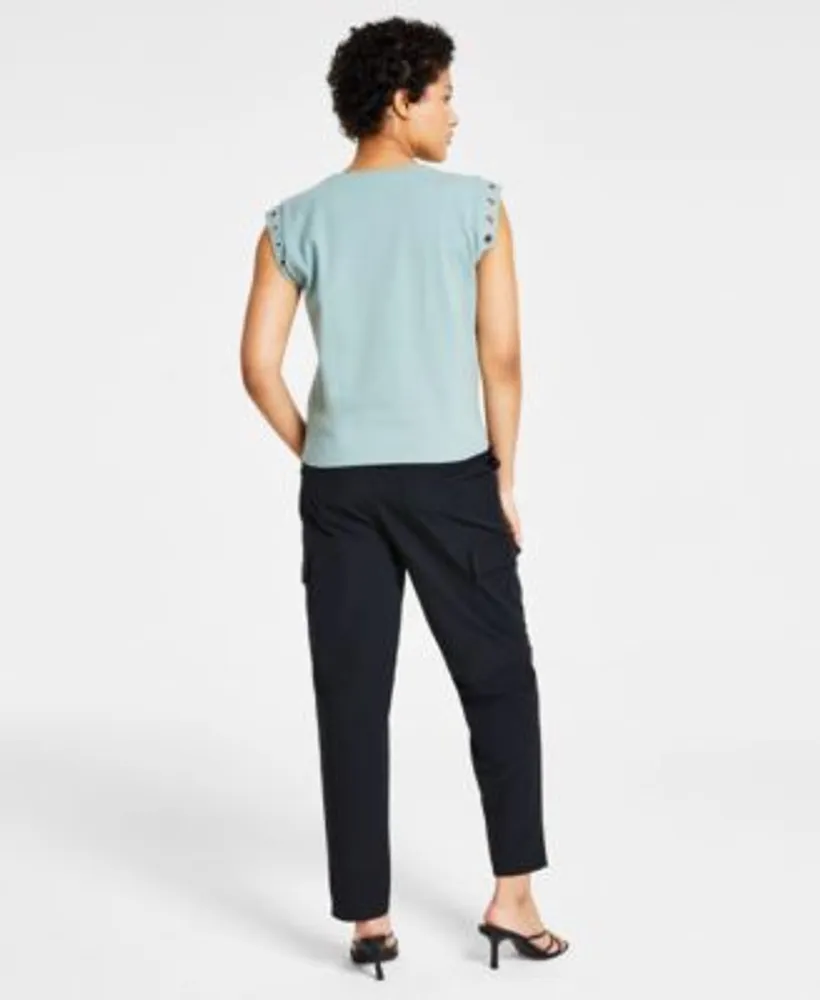 Bar Iii Womens Grommet Muscle T Shirt Cargo Pants Created For Macys