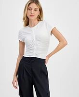 Dkny Jeans Women's Ruched Short-Sleeve Top