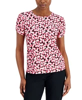 Ak Anne Klein Petite Gathered Tulip-Sleeve Top