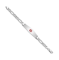 Sterling Silver Rhodium-plated Medical Id Figaro Link Bracelet