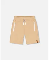 Boy French Terry Short With Zipper Pockets Beige