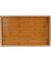 Serving Tray Bamboo - Wooden Tray with Handles - Great for Dinner Trays, Tea Tray, Bar Tray, Breakfast Tray, or Any Food Tray