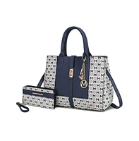 Mkf Collection Yuliana Circular M emblem Print Satchel Bag with Wallet by Mia K