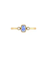LuvMyJewelry Emerald Tanzanite Gemstone Round Natural Diamond 14K Yellow Gold Birthstone Ring