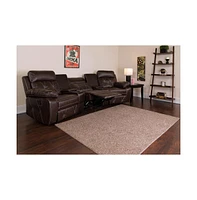 3-Seat Reclining Theater Seating Unit With Curved Cup Holders