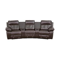 3-Seat Reclining Theater Seating Unit With Curved Cup Holders