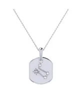 LuvMyJewelry Gemini Twin Design Sterling Silver Moonstone Diamond Tag Pendant Necklace