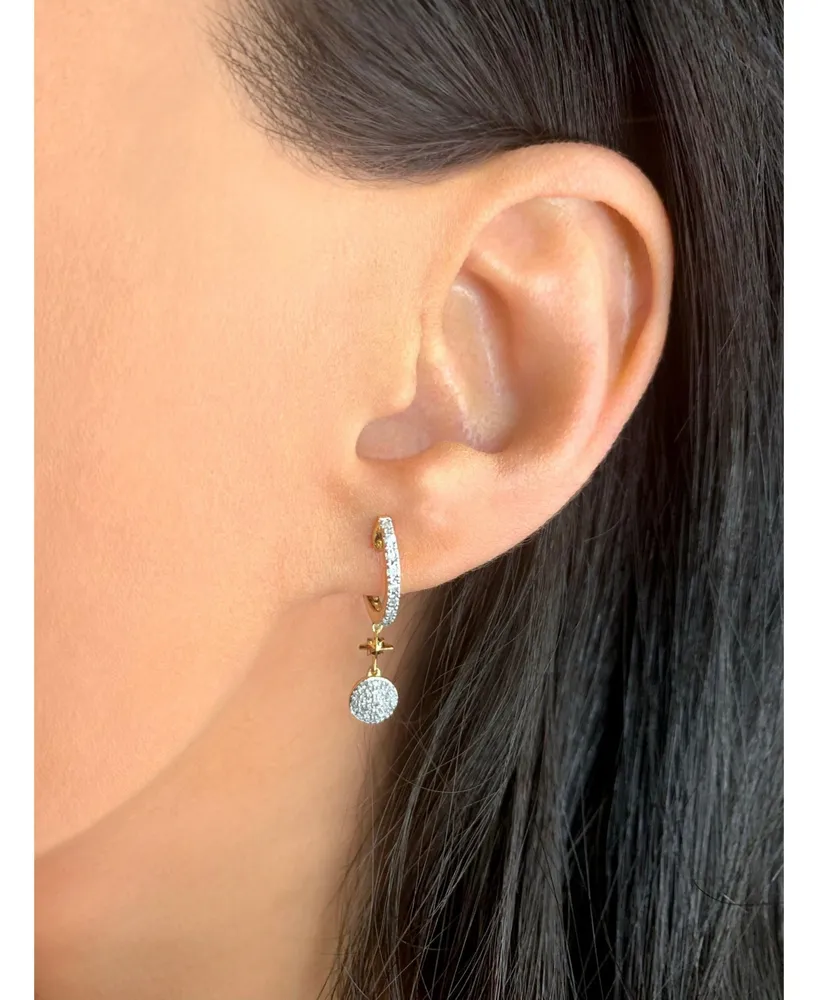 LuvMyJewelry Full moon Star Design Sterling Silver Diamond Hoop Women Earring