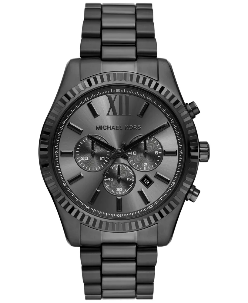 Michael Kors Men\'s Lexington Chronograph Mall | Plated Post Black Watch Ion Steel Connecticut Stainless 44mm
