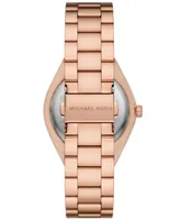 Michael Kors Women's Lennox Three-Hand Rose Gold-Tone Stainless Steel Watch 37mm