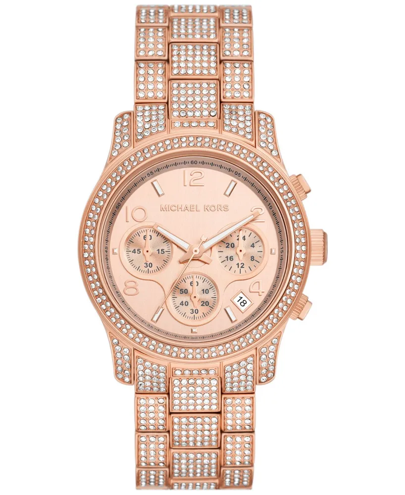 Michael Kors Women's Runway Chronograph Rose Gold-Tone Stainless Steel Watch 38mm - Rose Gold