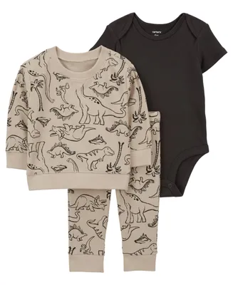 Carter's Baby Boys Dinosaur Print Little Pullover, Bodysuit and Pants, 3 Piece Set