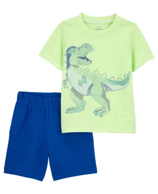 Carter's Baby Boys Dinosaur T-shirt and Shorts, 2 Piece Set