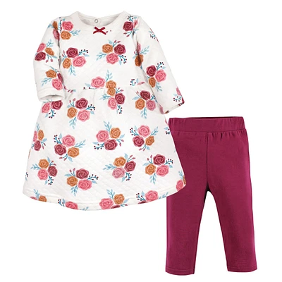 Hudson Baby Girls Quilted Cotton Dress and Leggings