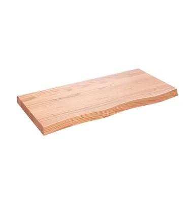 Wall Shelf Light Brown 39.4"x19.7"x(0.8"-2.4") Treated Solid Wood Oak