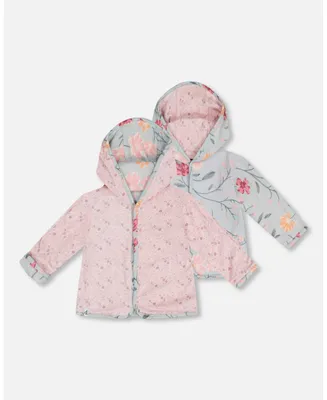 Baby Girl Reversible Floral-Print Cotton And Muslin Cardigan - Infant