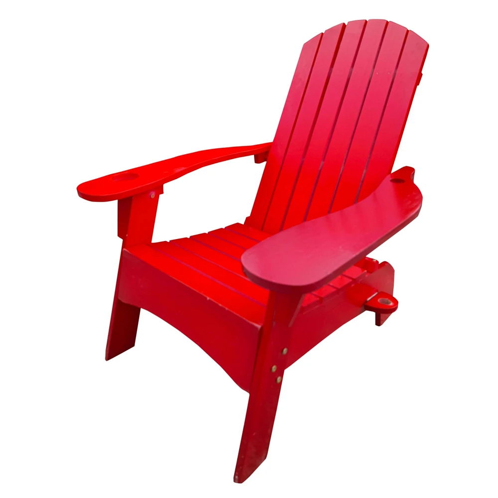 Simplie Fun Outdoor Or Indoor Wood Adirondack Chair With An Hole To Hold Umbrella On The Arm