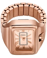 Fossil Women's Raquel Two-Hand Rose Gold-Tone Stainless Steel Ring Watch 14mm