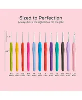 JumblCrafts Crochet Hook Set, 12 Colorful Ergonomic Crochet Hooks - Multi