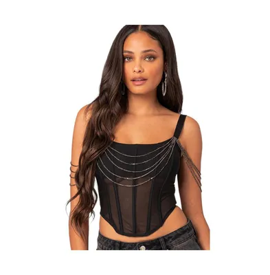 Women's Norah draped rhinestone corset top