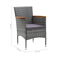 Patio Dining Chairs 4 pcs Poly Rattan Gray