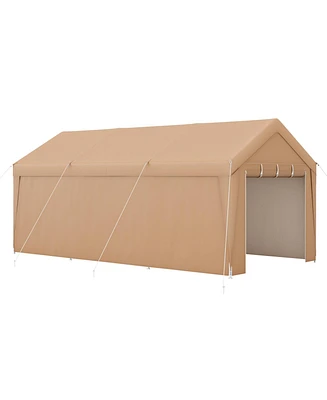 Slickblue Portable Garage Tent Carport with Galvanized Steel Frame-with Sidewall