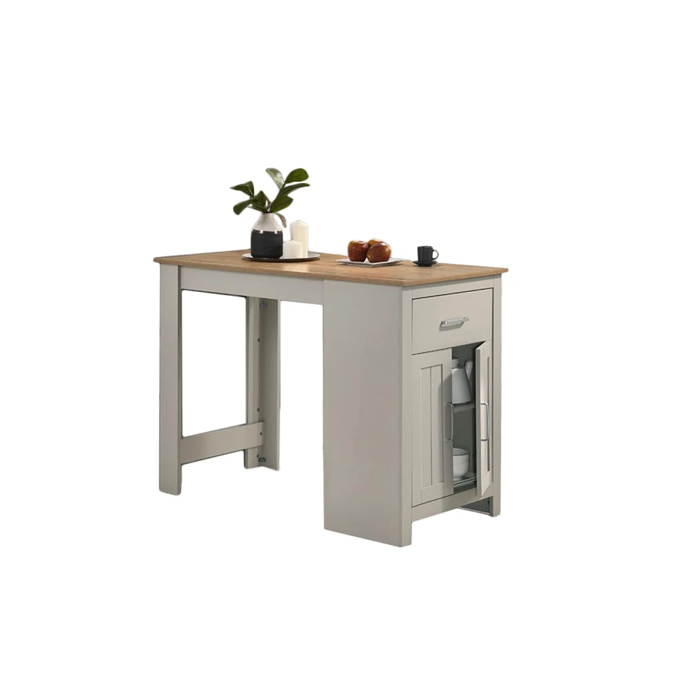 Simplie Fun Alonzo Light Gray Small Space Counter Height Dining Table With Cabinet And Drawer Storage