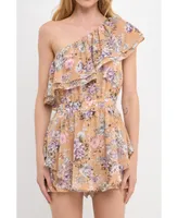 Women's Floral One Shoulder Romper