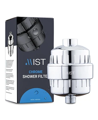 Mist Water Softening Chrome Shower Filter, 2 Filter Cartridges, 15 Stage Filtration System Removes Chlorine Fluoride, Bad Odor, Reduces Dry Itchy Skin