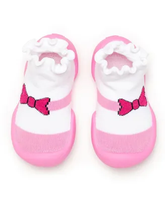 Komuello Infant Girl Breathable Washable Non-Slip Sock Shoes Mary Jane Bow