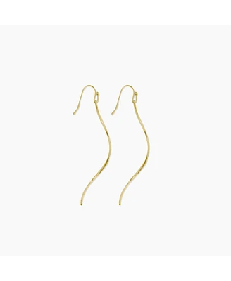 sanctuaire Long Thin Twisted Bar Earrings Gold