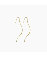 sanctuaire Long Thin Twisted Bar Earrings Gold