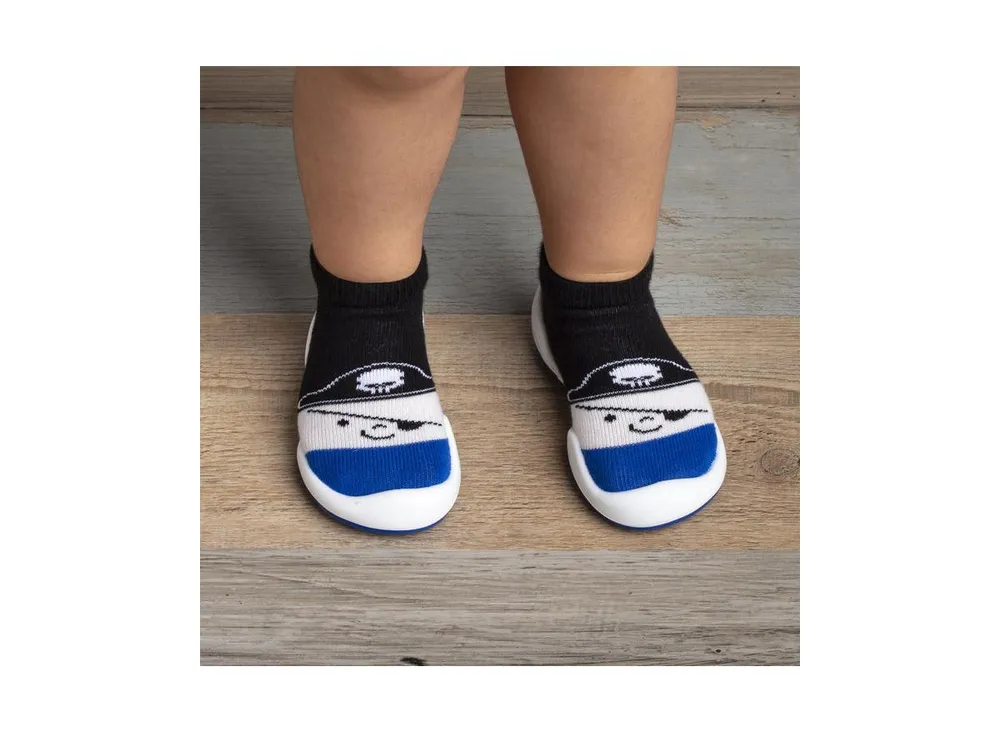 Komuello's Baby Boy First Walk Sock Shoes Pirate - Canvas Blue