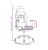 Massage Gaming Chair with Footrest White&Black Faux Leather