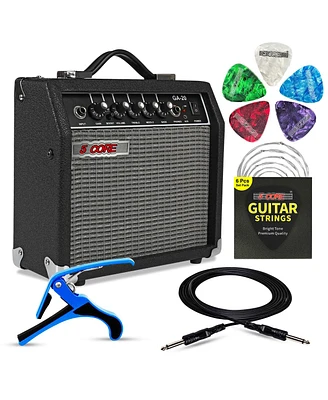 5 Core Guitar Amp 20W Amplifier For Electric Bass Acoustic Practice Amp Small Portable Mini Amplificador Para Bajo with Built in Effects - Ga 20 Blk