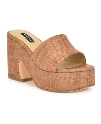 Nine West Women's Boone Slip-On Round Toe Wedge Sandals