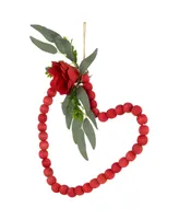 Northlight Wooden Beads with Rose Valentine's Day Heart Wreath, 10.25"