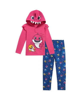 Pinkfong Baby Shark Girls Pullover Cosplay Hoodie Legging Toddler| Child
