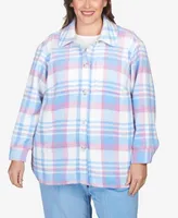 Alfred Dunner Plus Swiss Chalet Collared Plaid Shirt Jacket