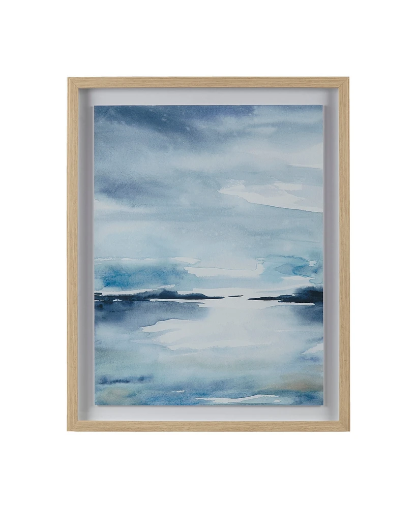 Madison Park Sparkling Sea Framed Glass and Single Matted Abstract Landscape Coastal Wall Art