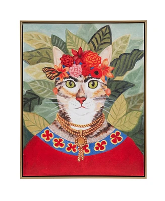 Madison Park Pet Portrait Bohemian Cat In Forest Framed Canvas Wall Art