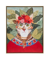 Madison Park Pet Portrait Bohemian Cat In Forest Framed Canvas Wall Art