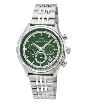 Charlie Stainless Steel Multifunction Silver Tone & Green Men's Watch 1261CCHS