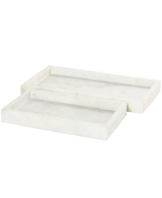 Cosmoliving by Cosmopolitan Real Marble Slim Tray Set of 2 - 14", 11" W