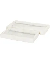 Cosmoliving by Cosmopolitan Real Marble Slim Tray Set of 2 - 14", 11" W