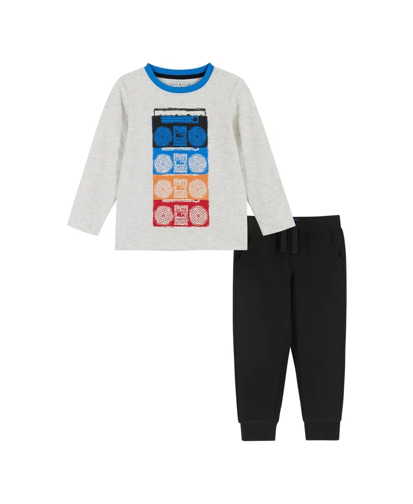 Andy & Evan Toddler Boys Toddler/Child Boombox Long Sleeve Tee Set