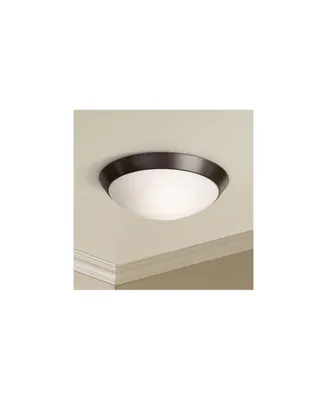 Davis Modern Small Ceiling Light Flush Mount Fixture Oil Rubbed Bronze 13" Wide Frosted Glass Dome for House Bedroom Hallway Living Room Bathroom Dini