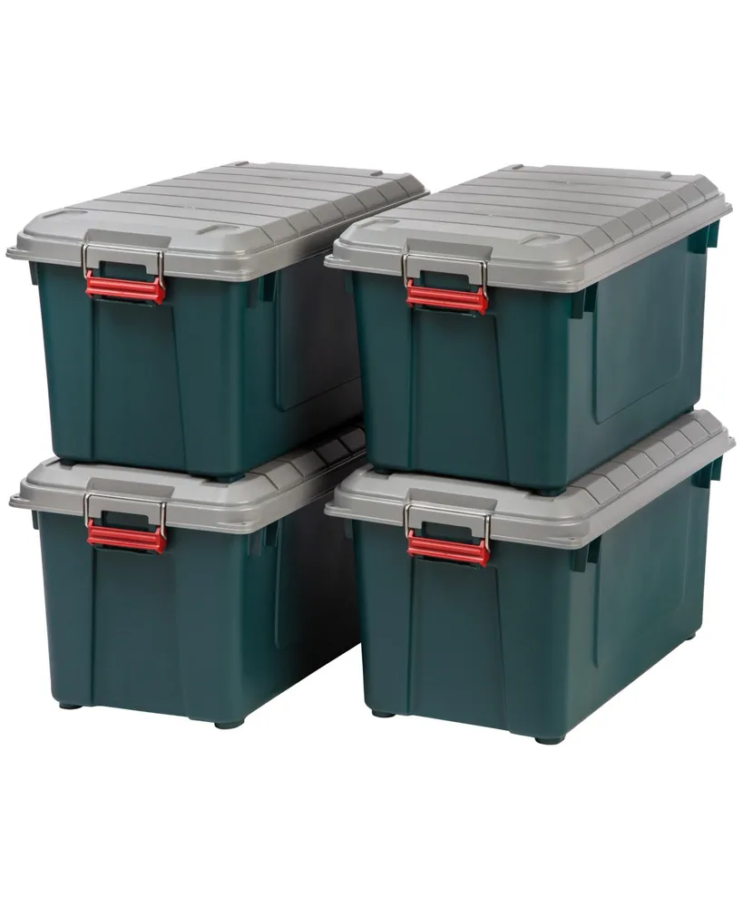 Iris Usa 4Pack 82qt/20gal WeatherPro Storage Utility Tote Container Box, Green